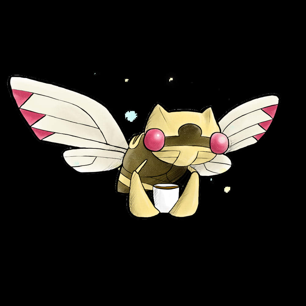 Cute Ninjask, pink eyes, striped wings, SD Desktop Wallpaper