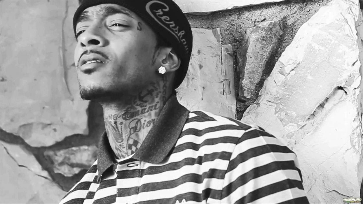 Nipsey Hussle, stripes, beanie, SD Desktop Wallpaper