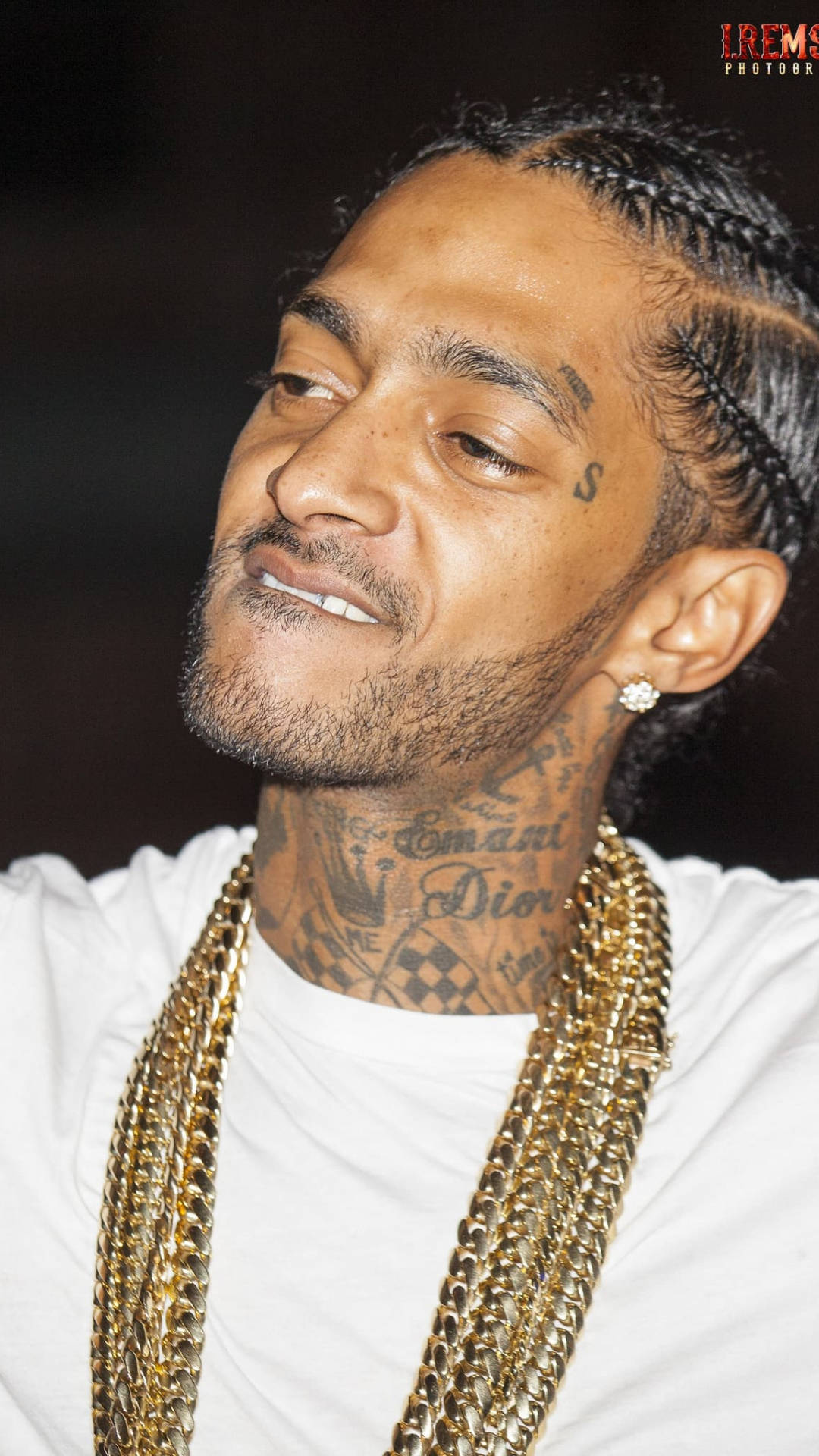 Nipsey Hussle, braided hair, neck tattoos, Full HD Phone Wallpaper