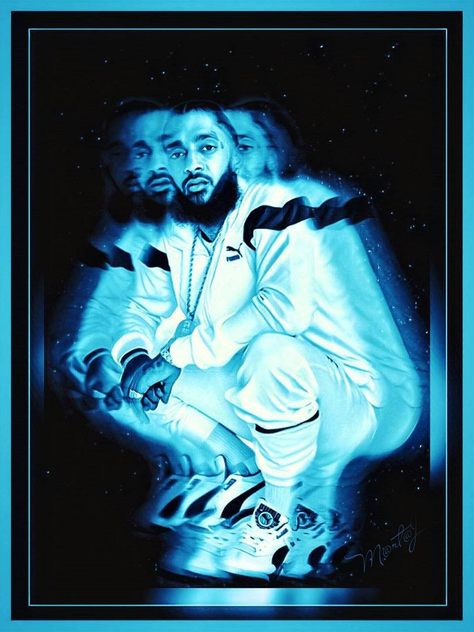 Nipsey Hussle, white tracksuit, starry night sky, HD Phone Wallpaper