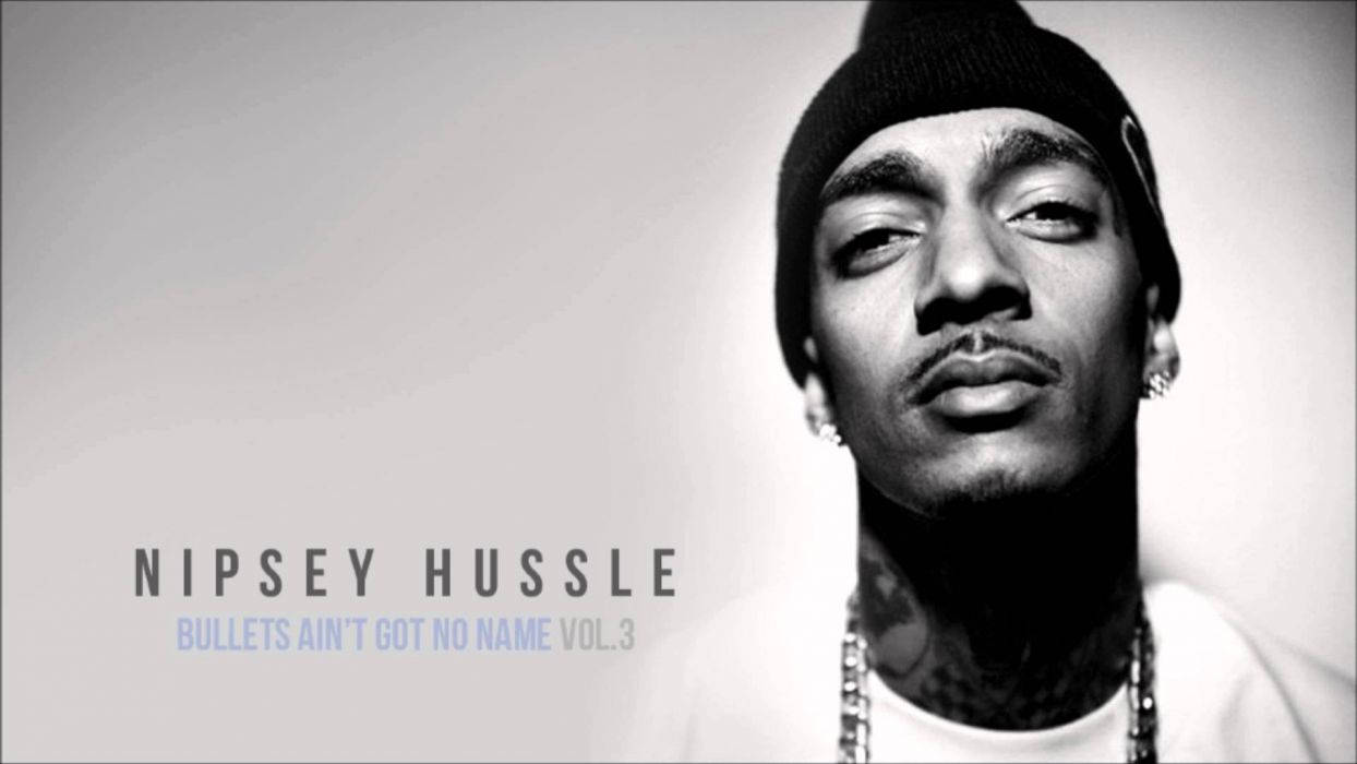 Nipsey Hussle, black and white portrait, beanie, SD Desktop Wallpaper