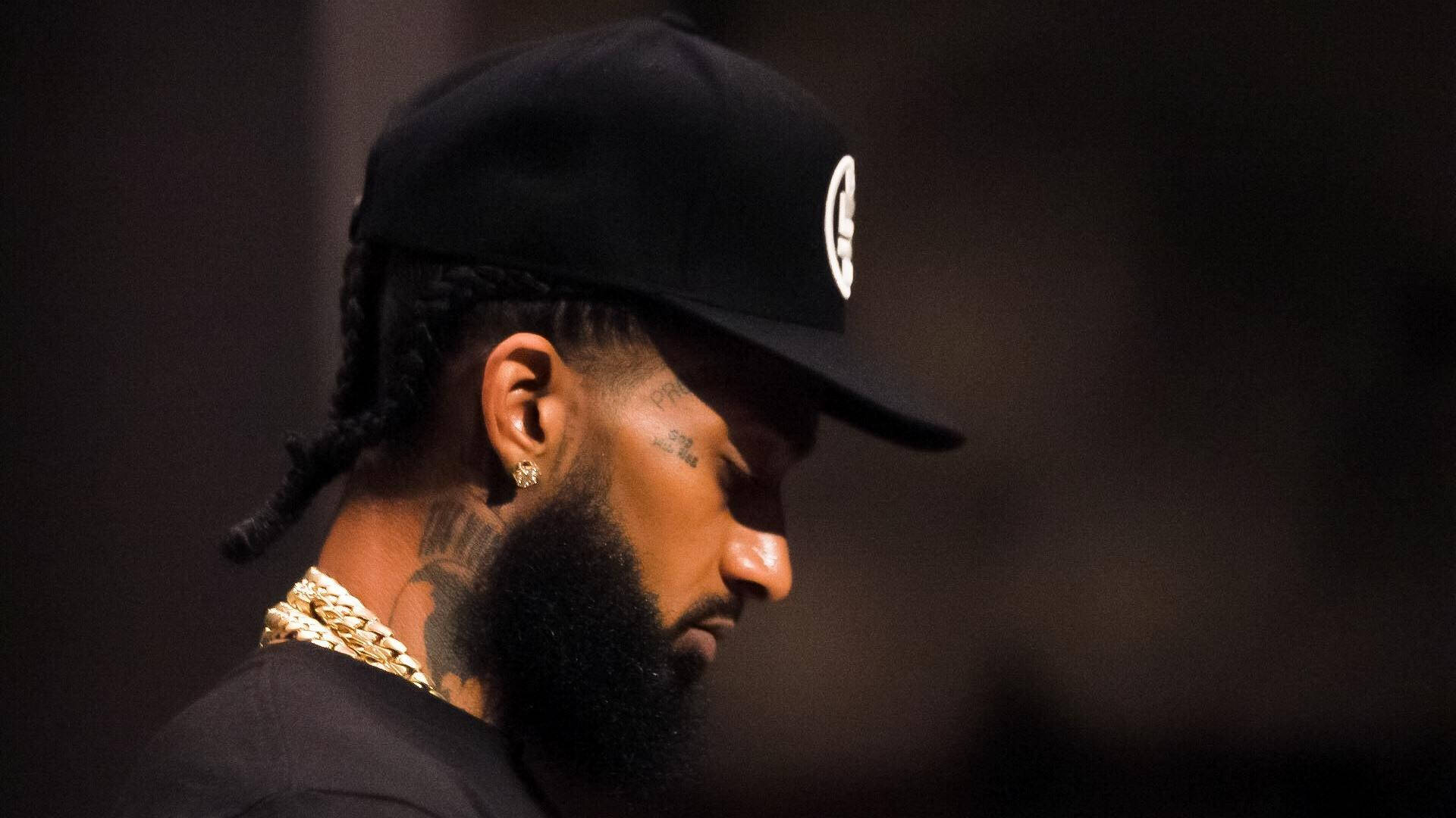 Nipsey Hussle, beard, braids, Full HD Desktop Wallpaper