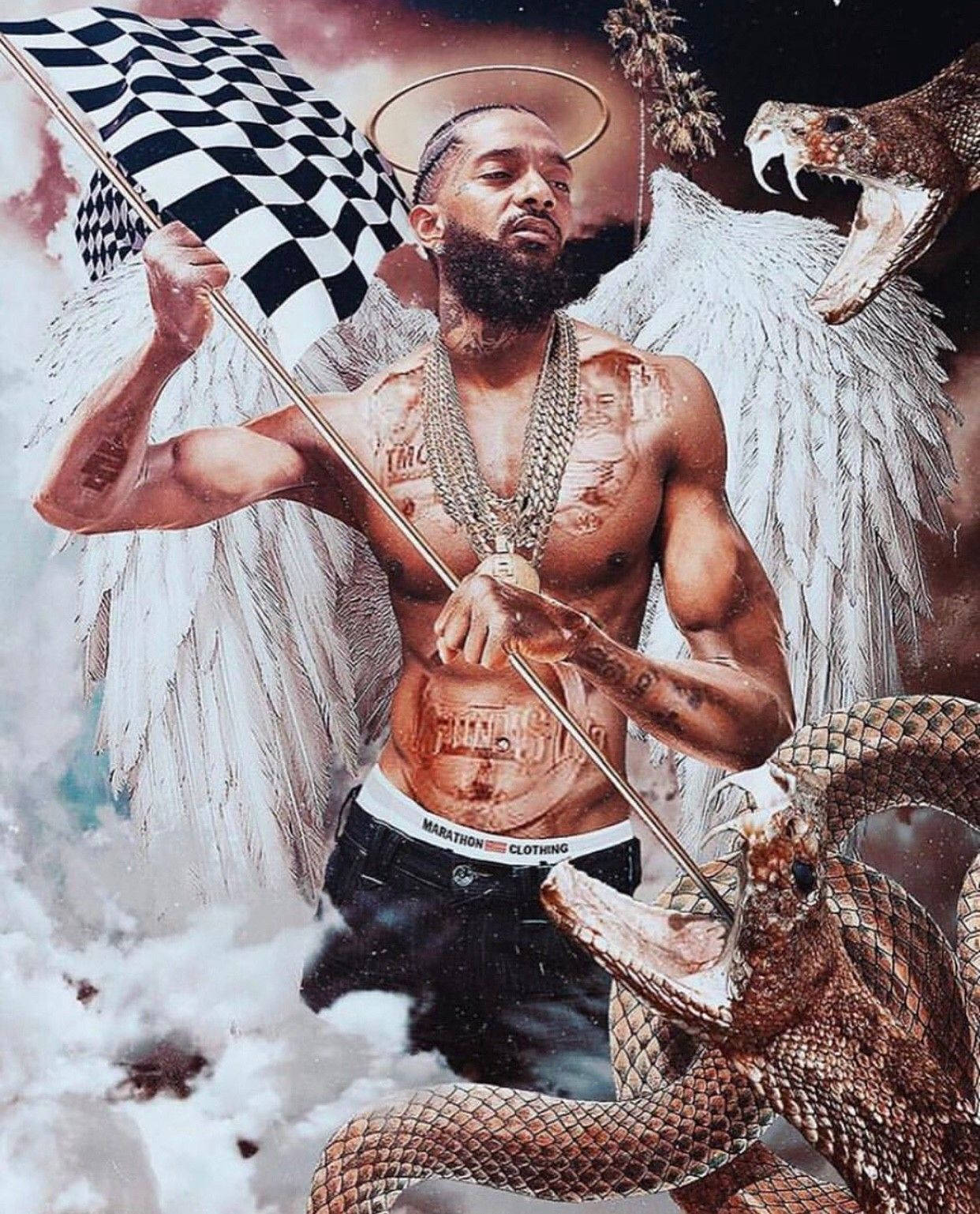 Nipsey Hussle, angel wings, halo, HD Phone Wallpaper