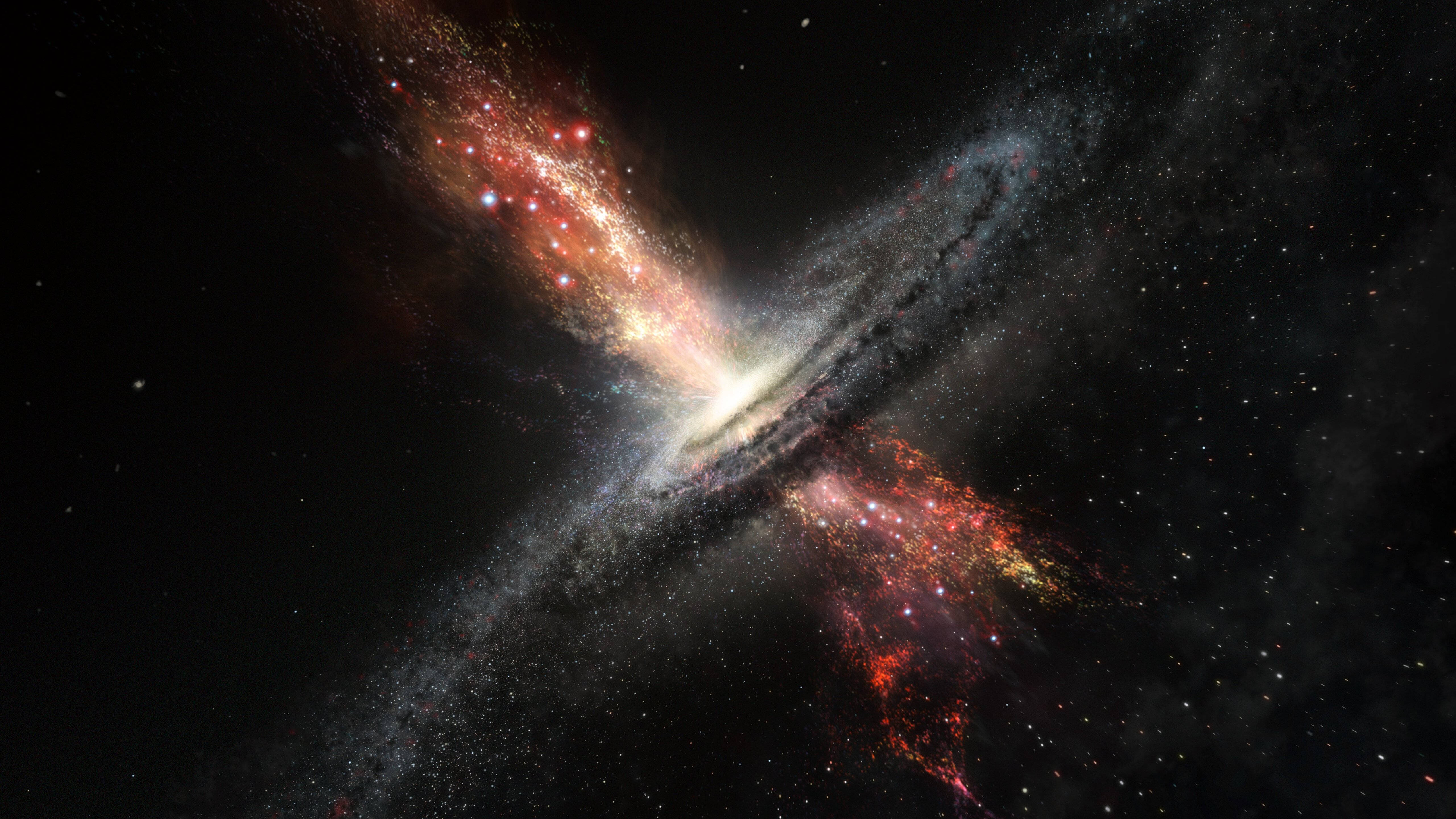 Galaxy Psychedelic 4K, spiral galaxy, fiery red nebulae, 5K Desktop Wallpaper