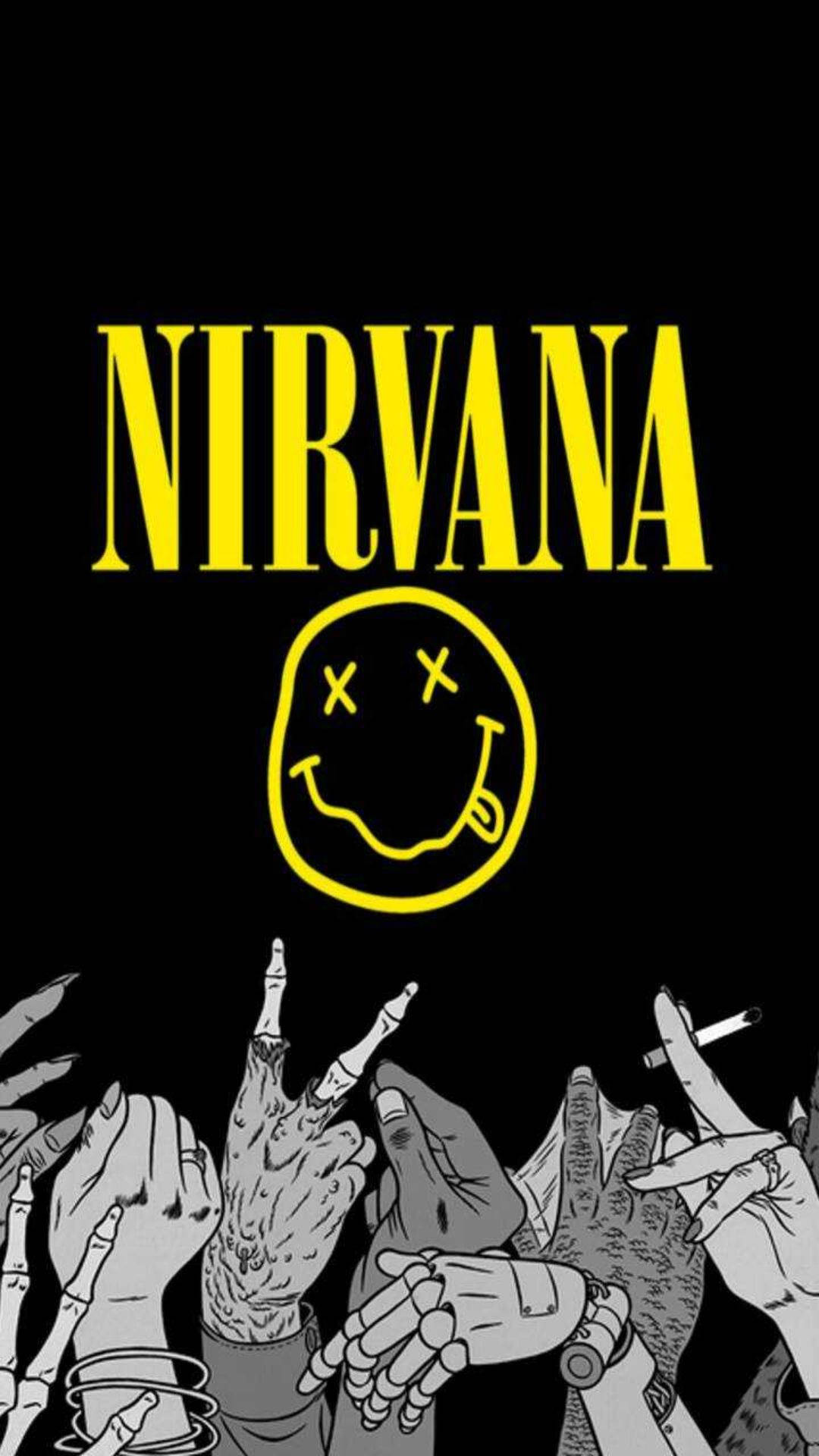 Nirvana, smiley face logo, yellow, Full HD Phone Wallpaper
