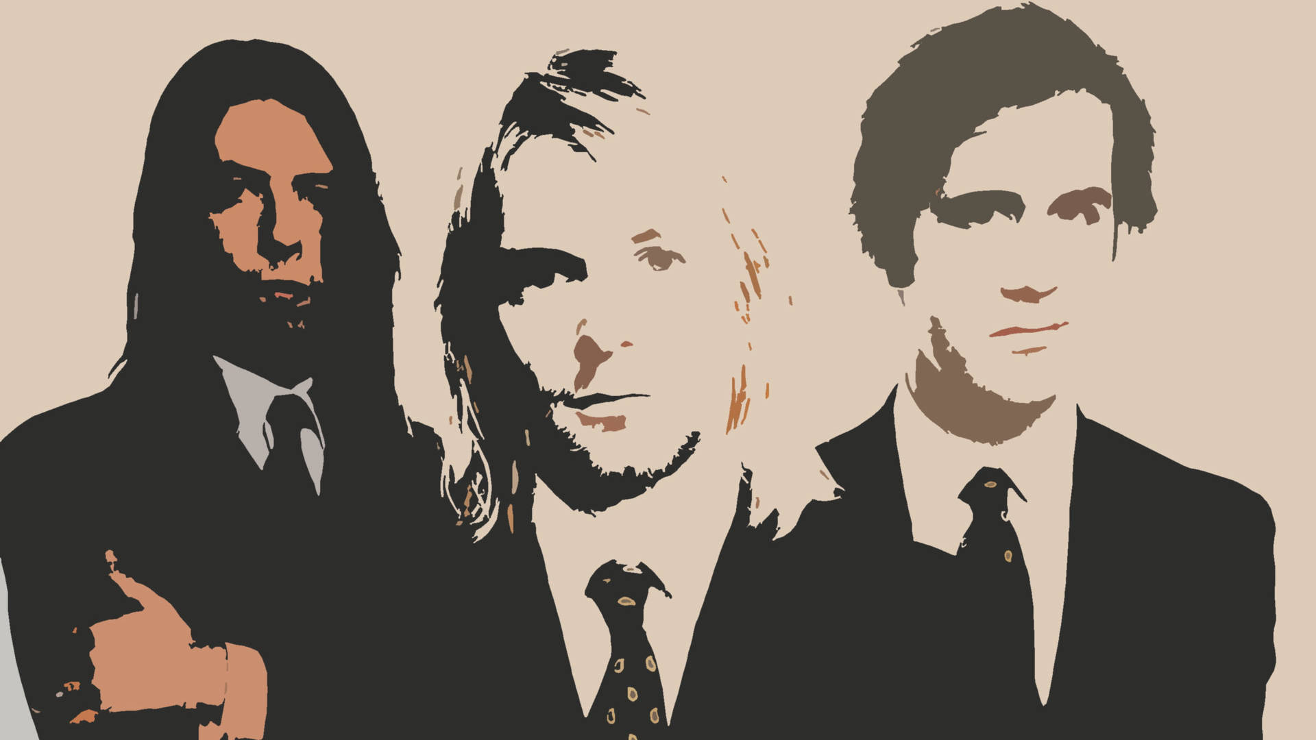 Nirvana, 4K, band silhouette art, Full HD Desktop Wallpaper