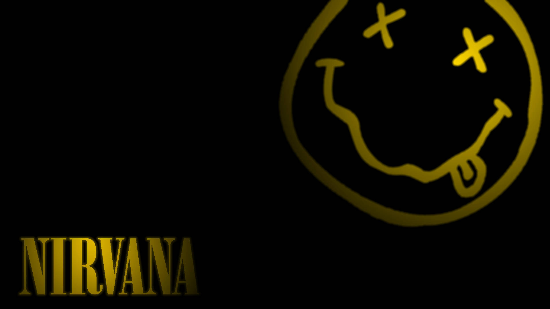 Nirvana, smiley face, glowing yellow, Full HD Desktop Wallpaper