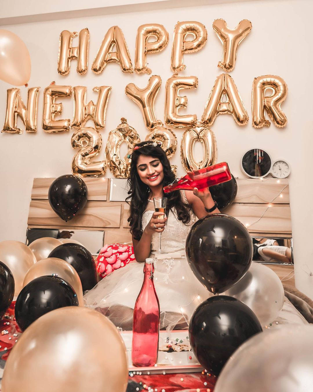 Nisha Guragain, HAPPY NEW YEAR 2020, white dress, HD Phone Wallpaper
