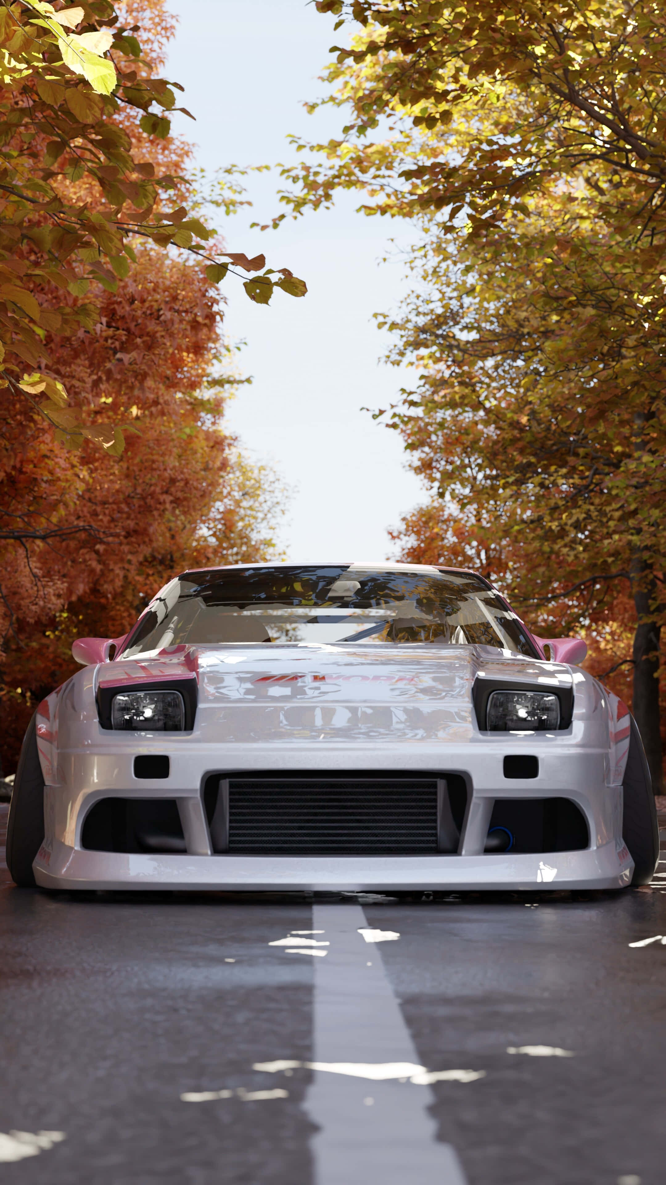 Nissan 240sx, white, pink accents, 4K Phone Wallpaper