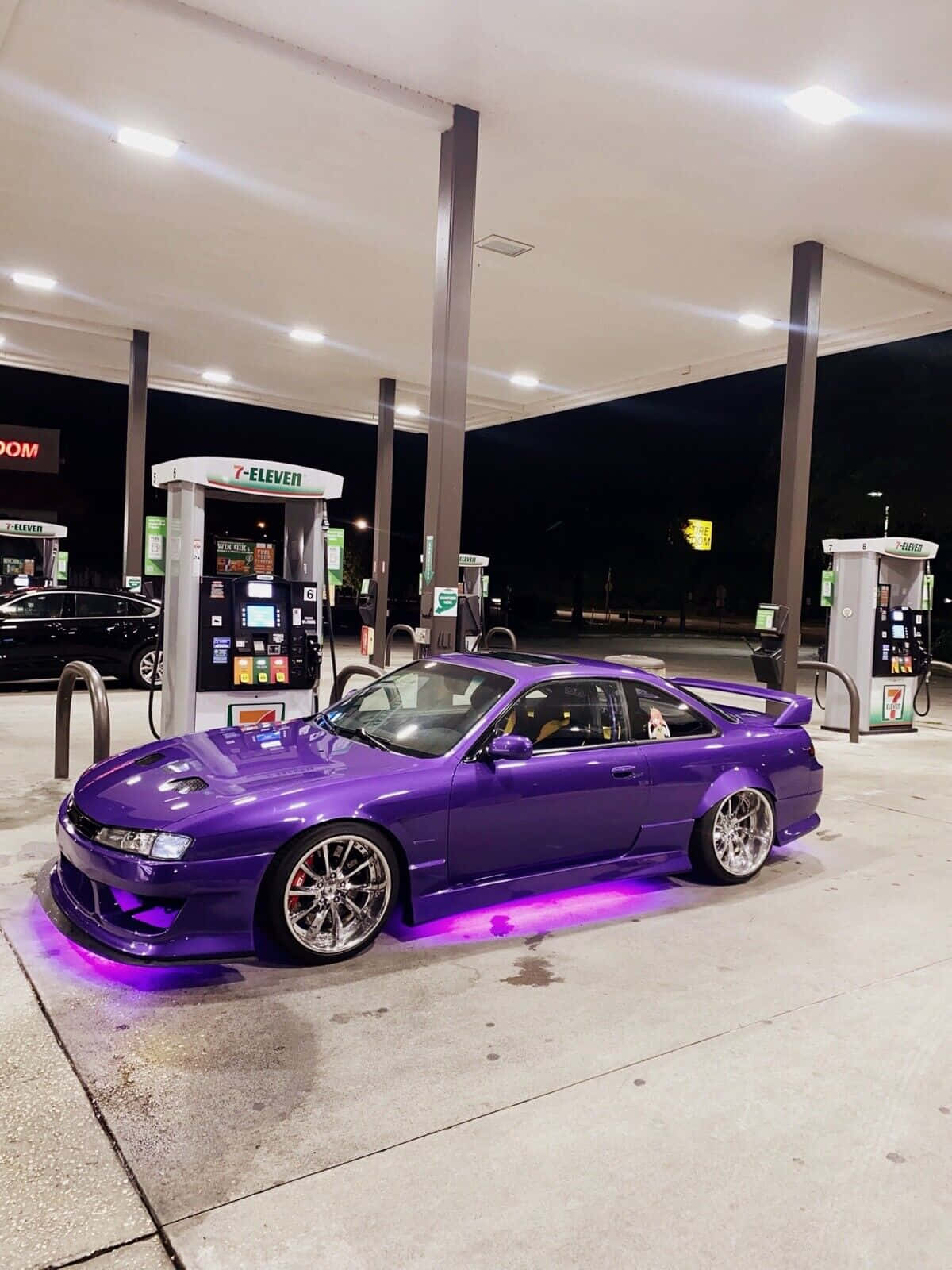 Nissan 240sx, purple, glowing underglow lights, HD Phone Wallpaper