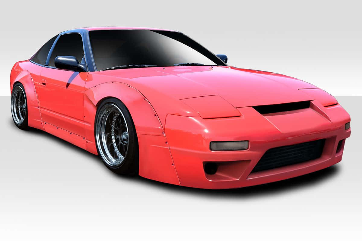 Nissan 240sx, red, custom bodykit, SD Desktop Wallpaper