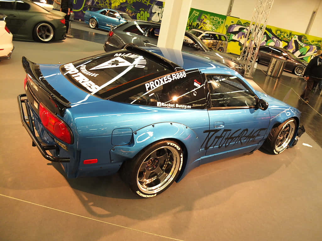 Nissan 240SX, customized, light blue, SD Desktop Wallpaper