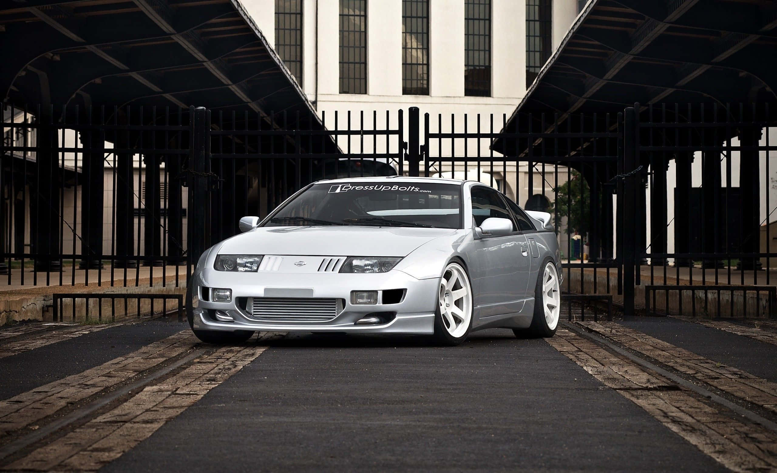 Nissan 300zx, silver, white wheels, 2K Desktop Wallpaper