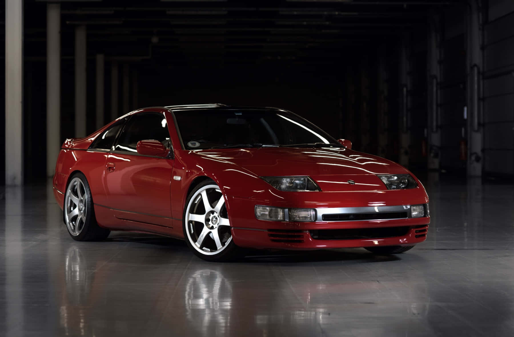 Nissan 300zx, glossy red, silver rims, HD Desktop Wallpaper