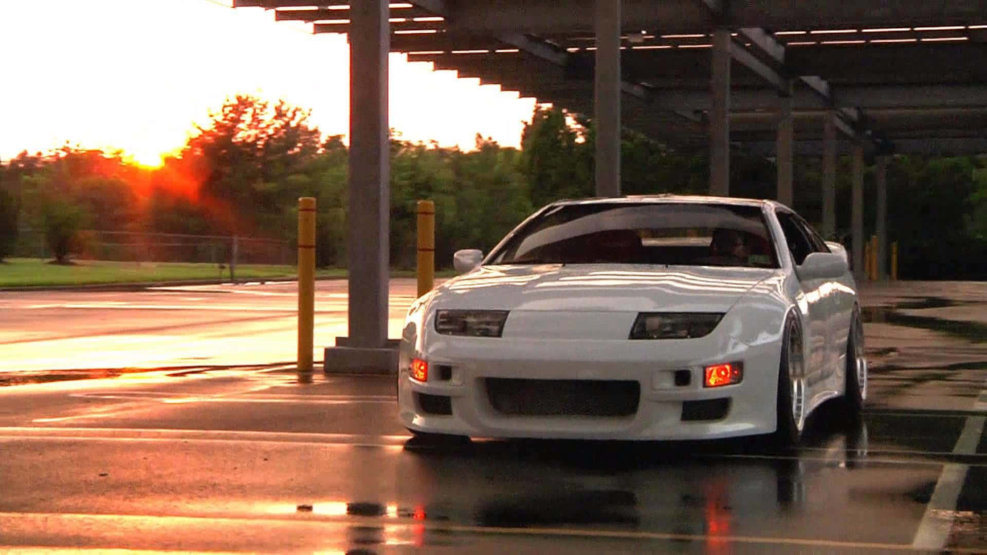 Nissan 300zx, white, golden sunset, Full HD Desktop Wallpaper