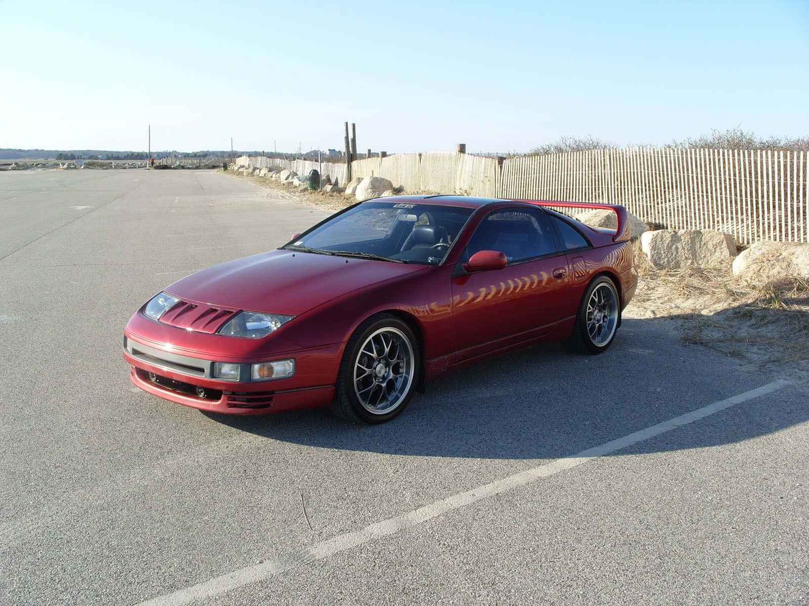 Nissan 300ZX, glossy red, asphalt road, HD Desktop Wallpaper