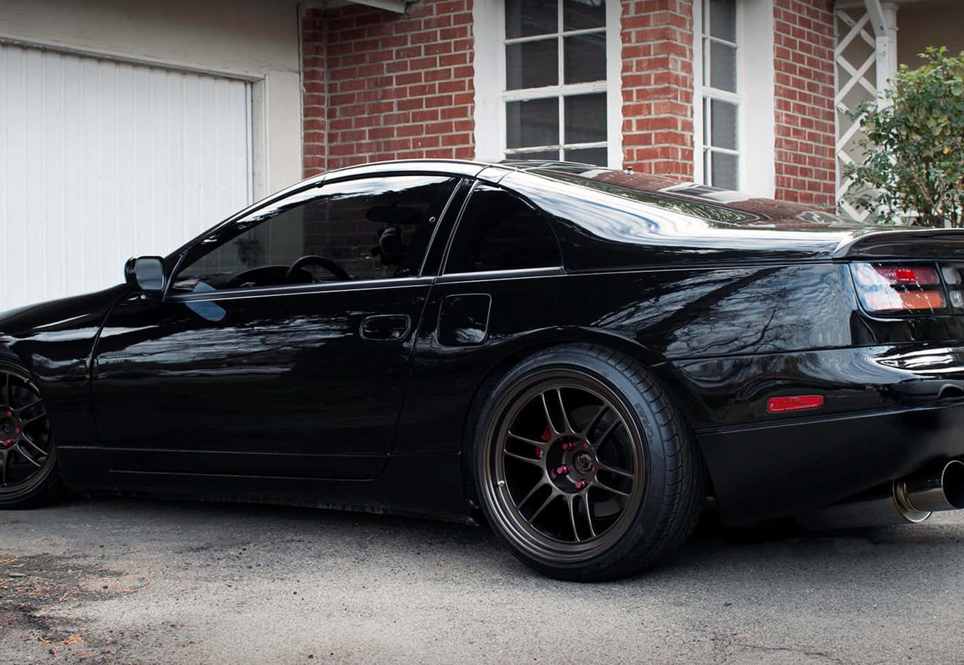 Nissan 300zx, sleek black sports car, custom wheels, HD Desktop Wallpaper