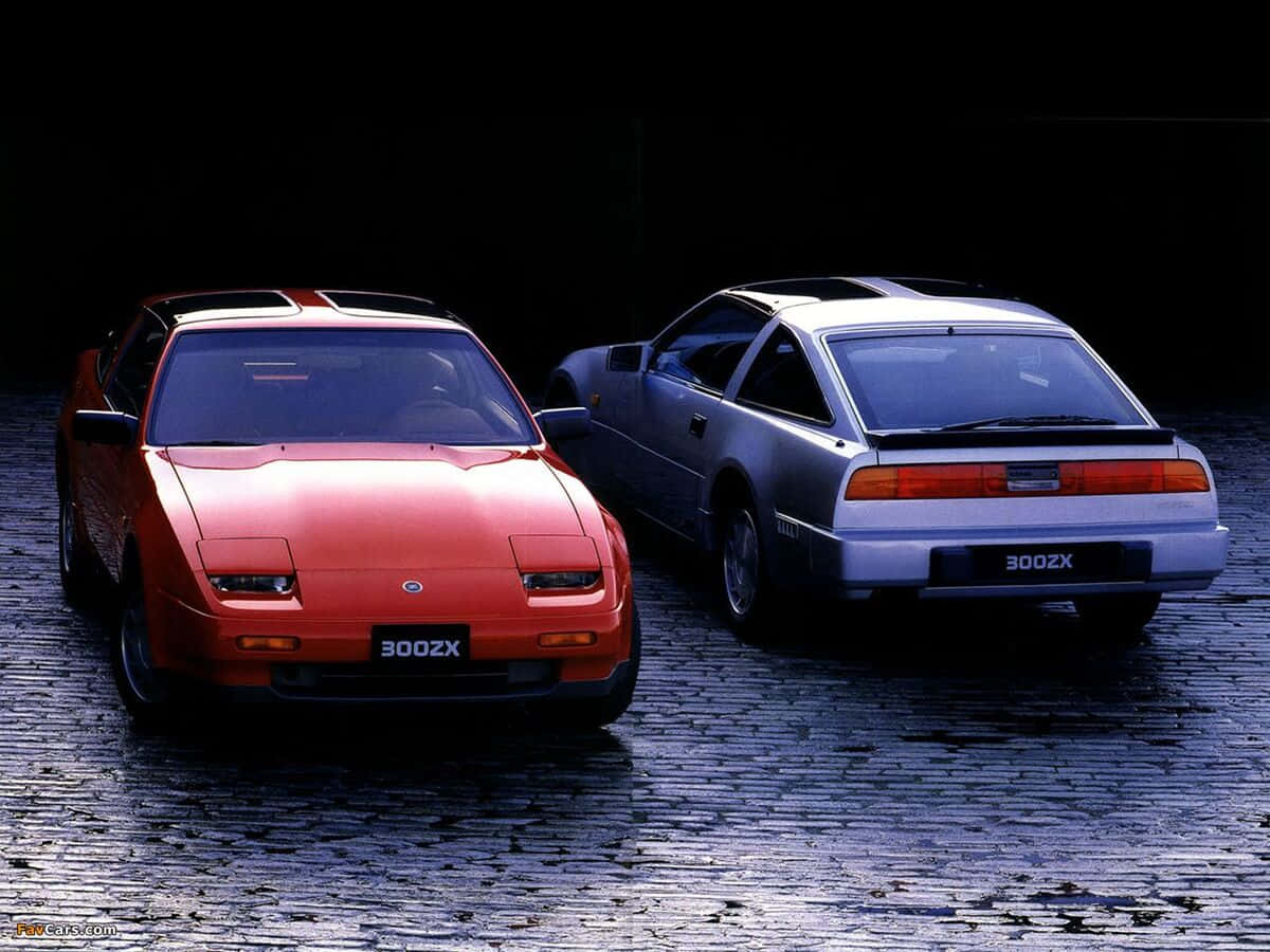 Nissan 300ZX, red, silver, SD Desktop Wallpaper