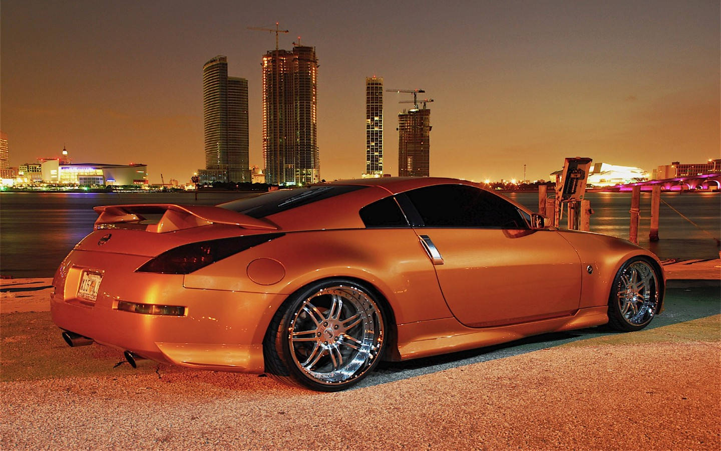 Nissan 350Z, bronze, dusk, HD Desktop Wallpaper