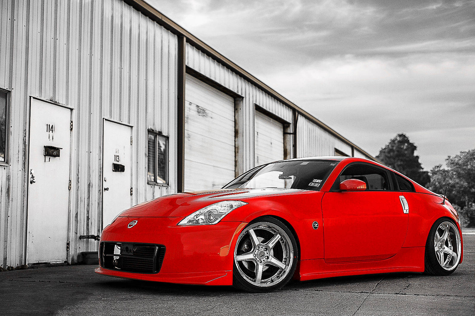 Nissan 350Z, vibrant red, custom wheels, HD Desktop Wallpaper
