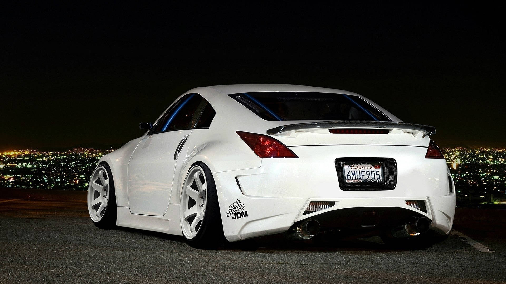 Nissan 350Z, white, modified sports car, Full HD Desktop Wallpaper