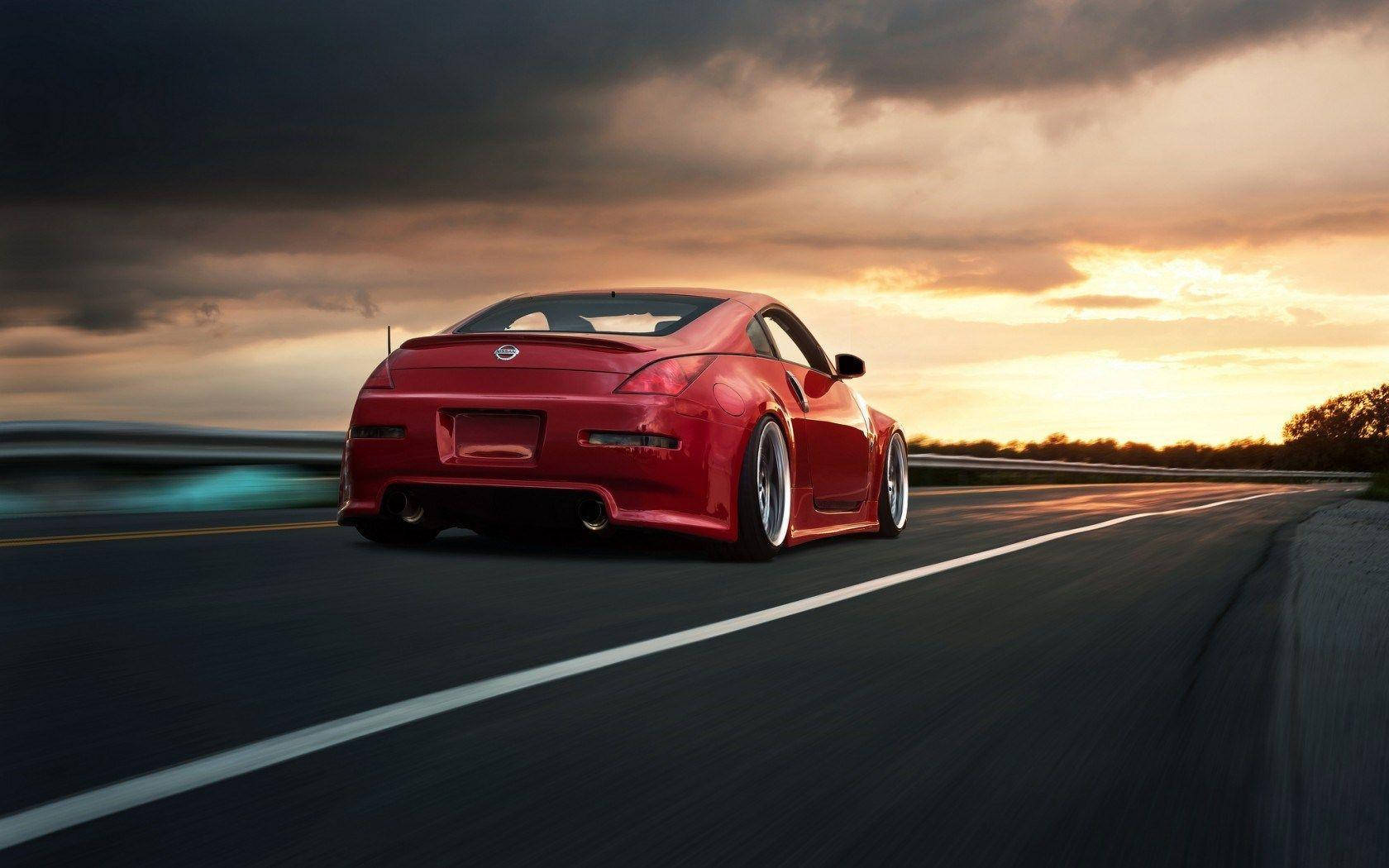 Nissan 350z, red, sports car, HD Desktop Wallpaper