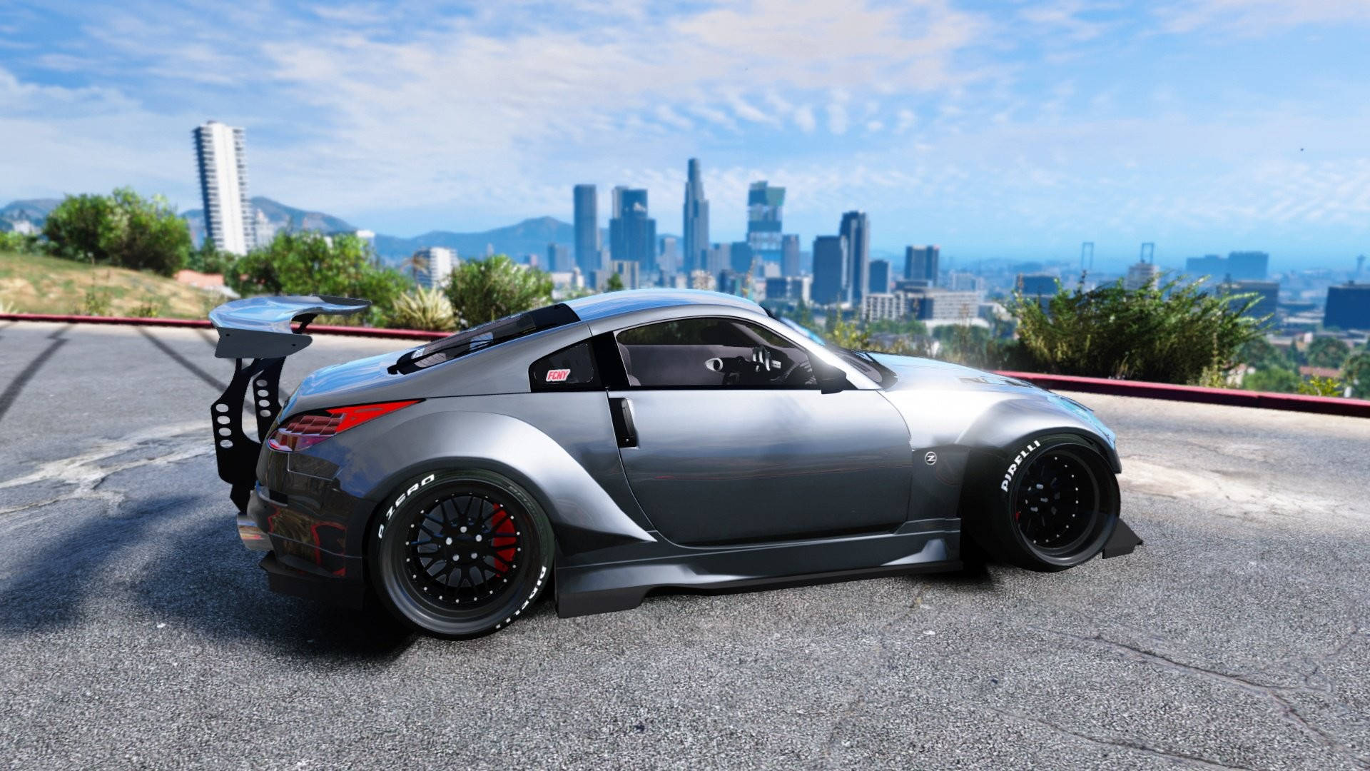 Nissan 350Z, silver, black rims, Full HD Desktop Wallpaper