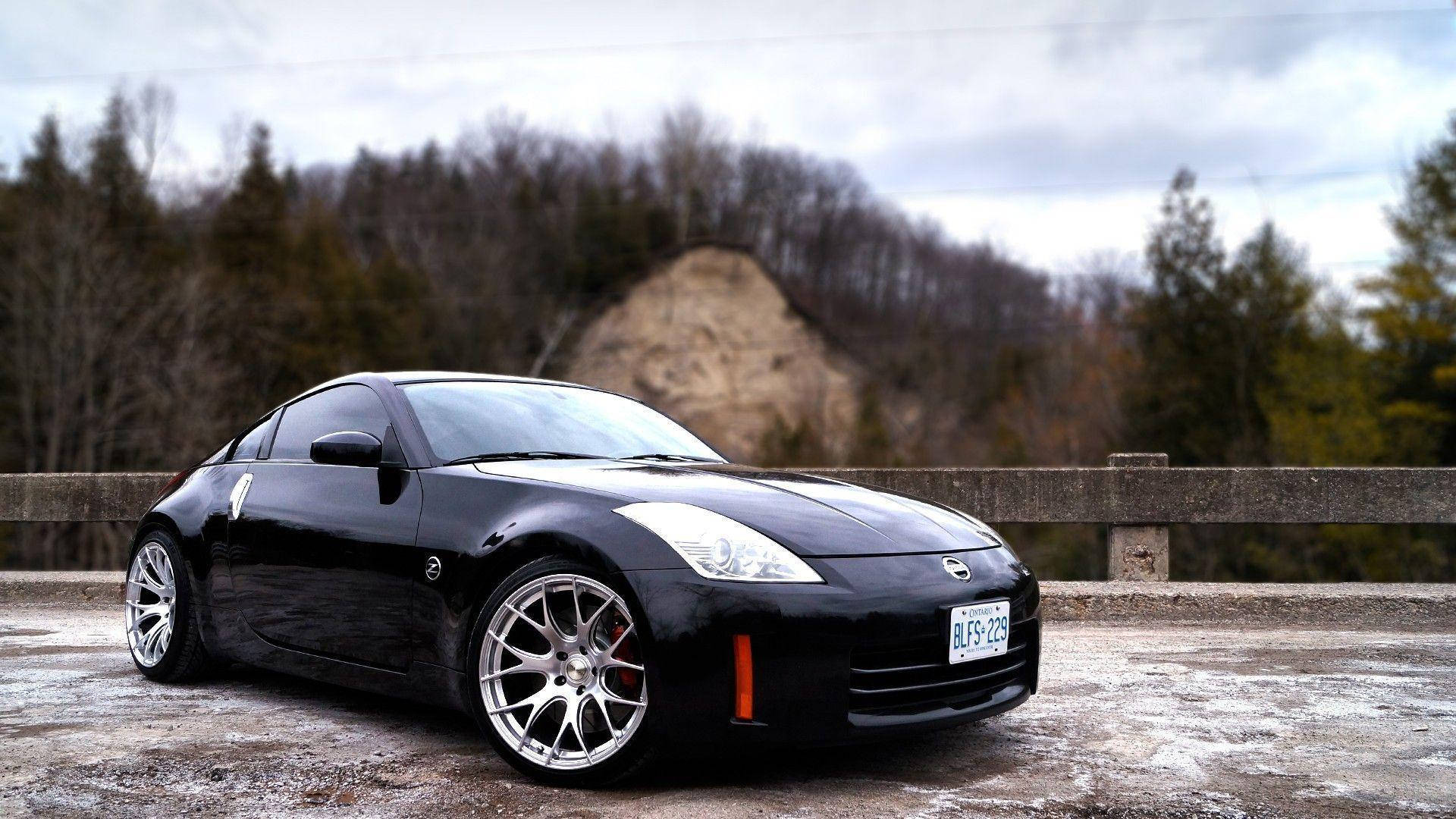 Nissan 350Z, black, sports car, Full HD Desktop Wallpaper