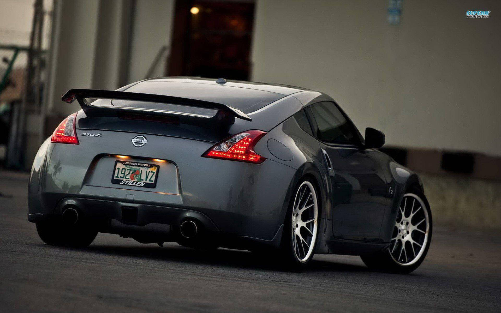 Nissan 370Z, silver, black rear wing, Full HD Desktop Wallpaper