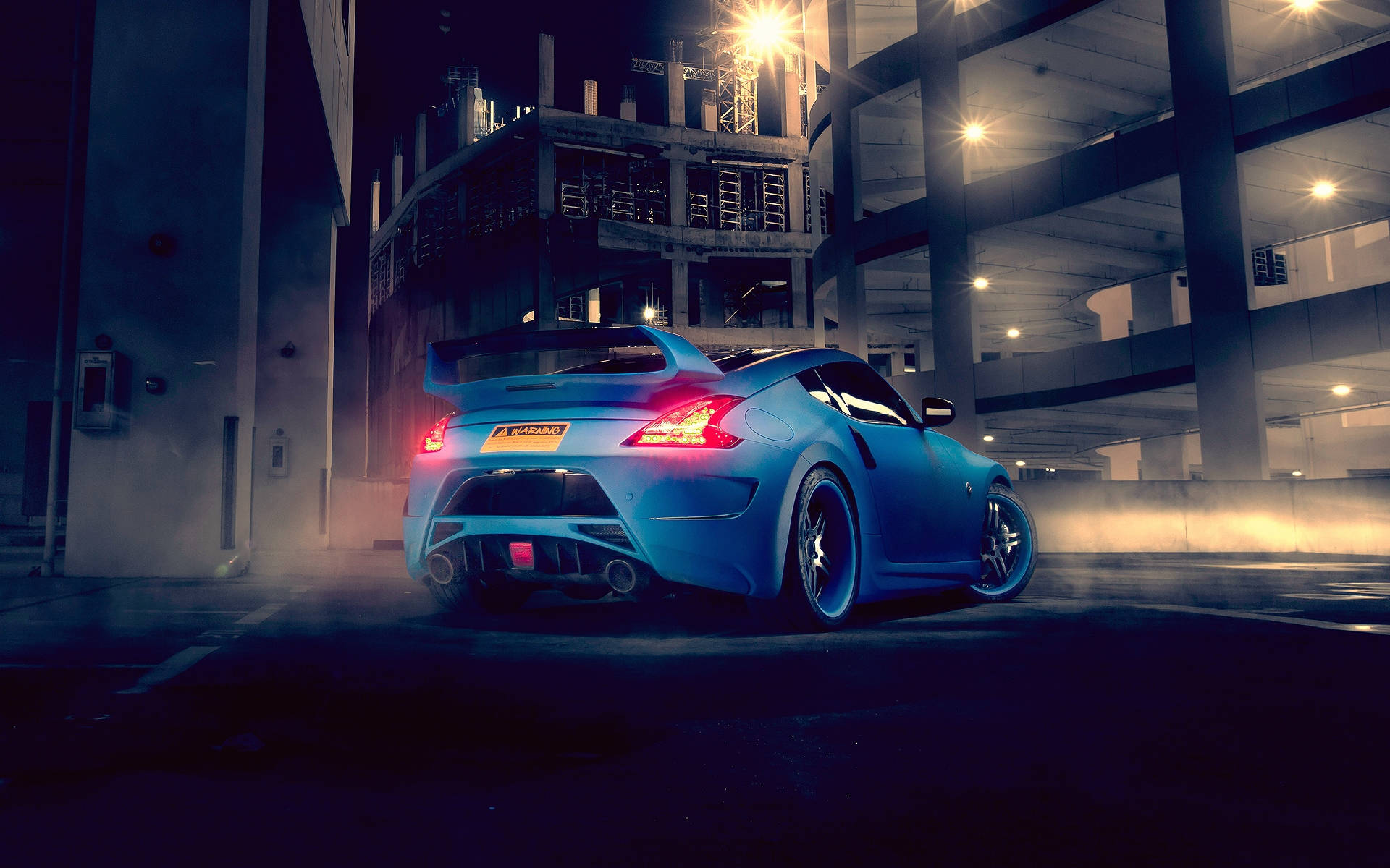 Nissan 370Z, blue, red taillights, Full HD Desktop Wallpaper