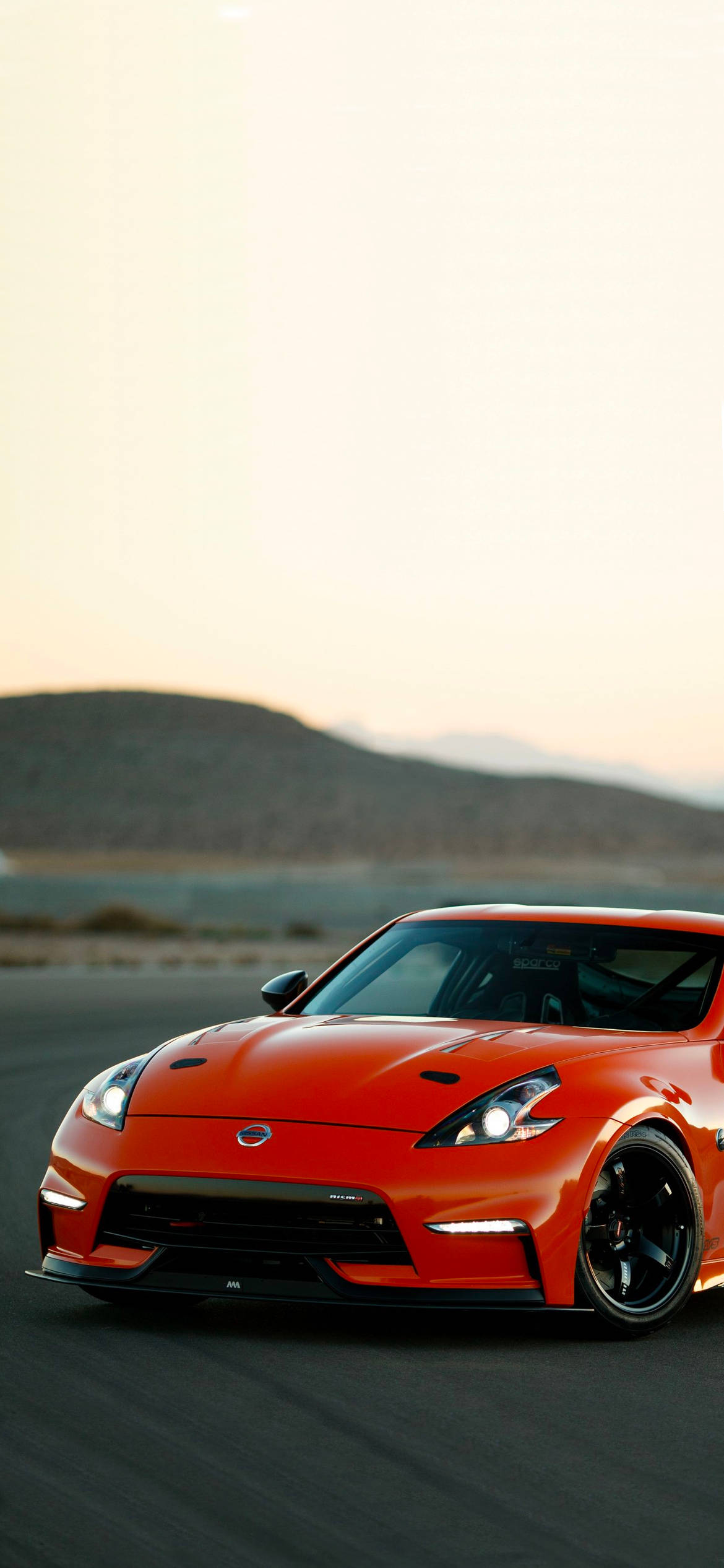 Nissan 370Z, vibrant orange, black accents, Full HD Phone Wallpaper