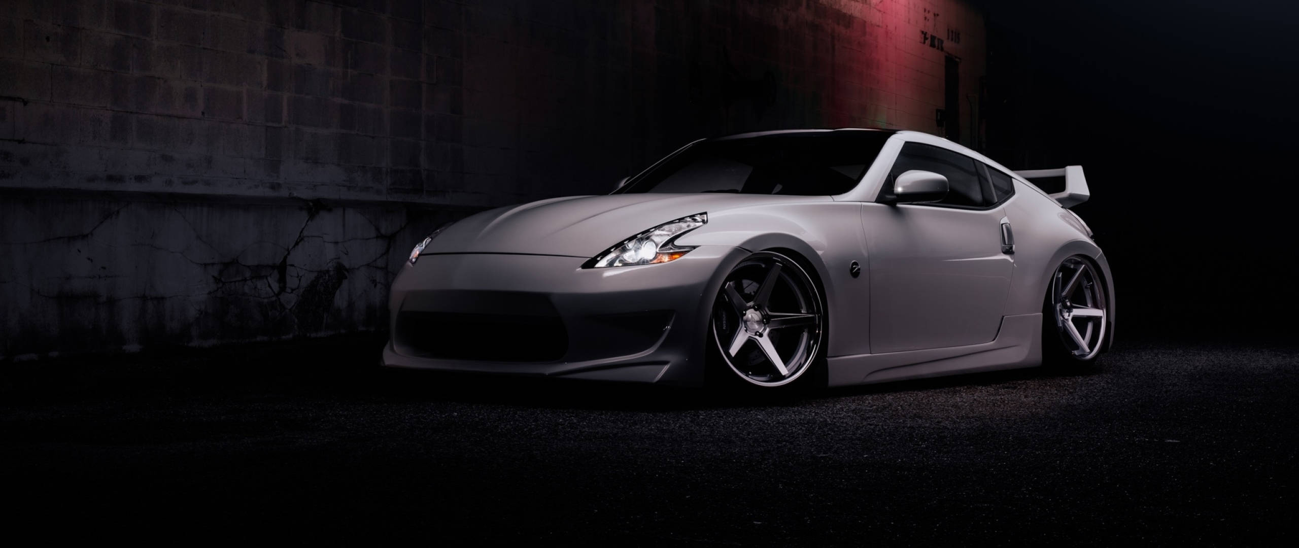 Nissan 370z, silver, custom wheels, 2K Desktop Wallpaper