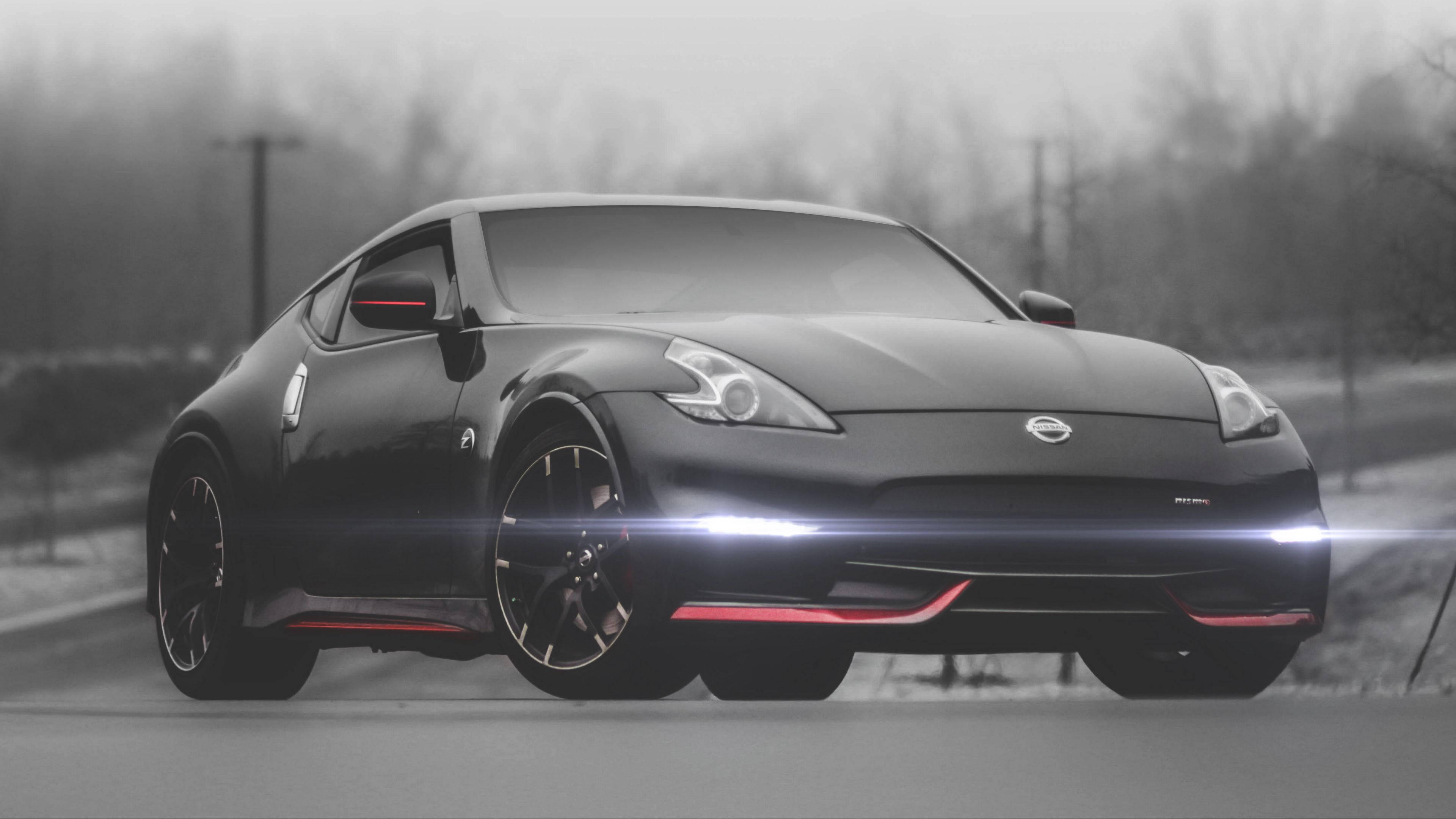 Nissan 370Z, black, red accents, 4K Desktop Wallpaper