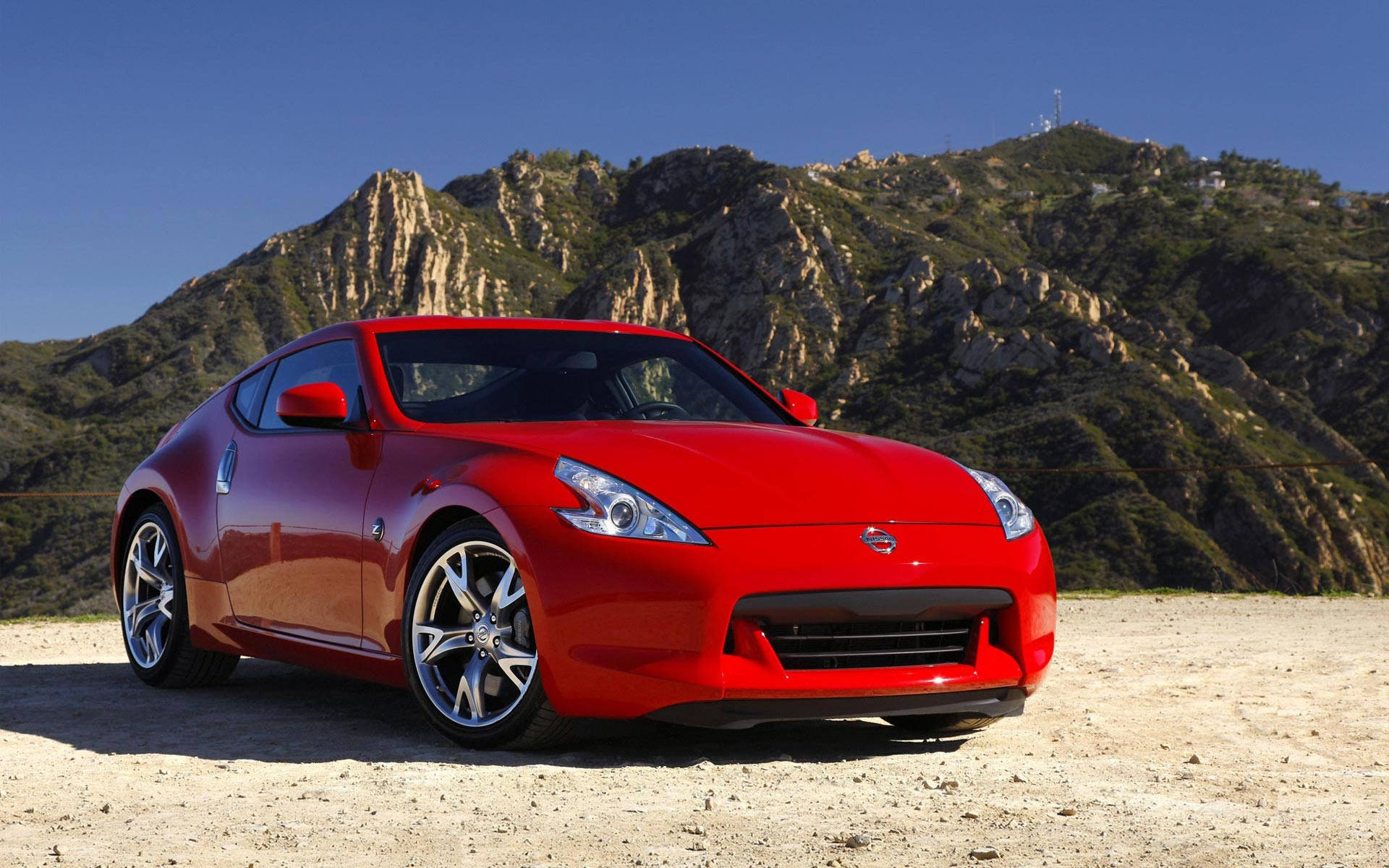 Nissan 370Z, vibrant red, bright sun, Full HD Desktop Wallpaper