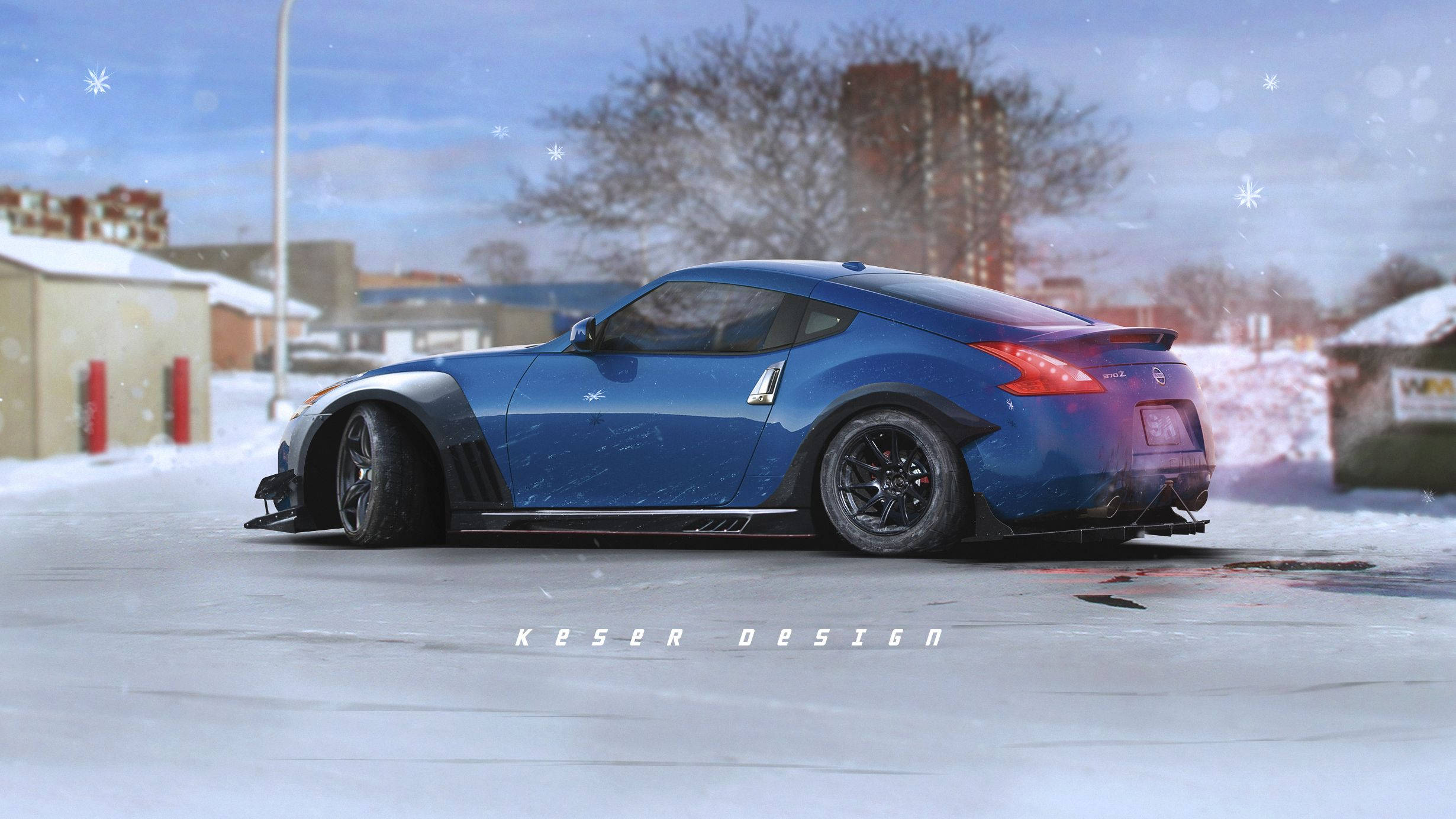 Nissan 370Z, vibrant blue, black rims, Full HD Desktop Wallpaper