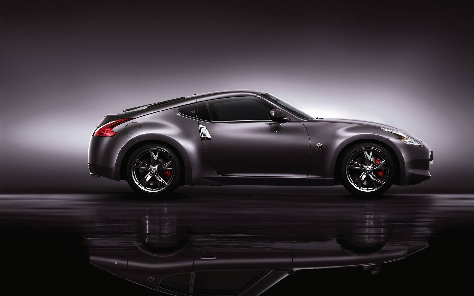 Nissan 370z, matte gray, red brake calipers, Full HD Desktop Wallpaper