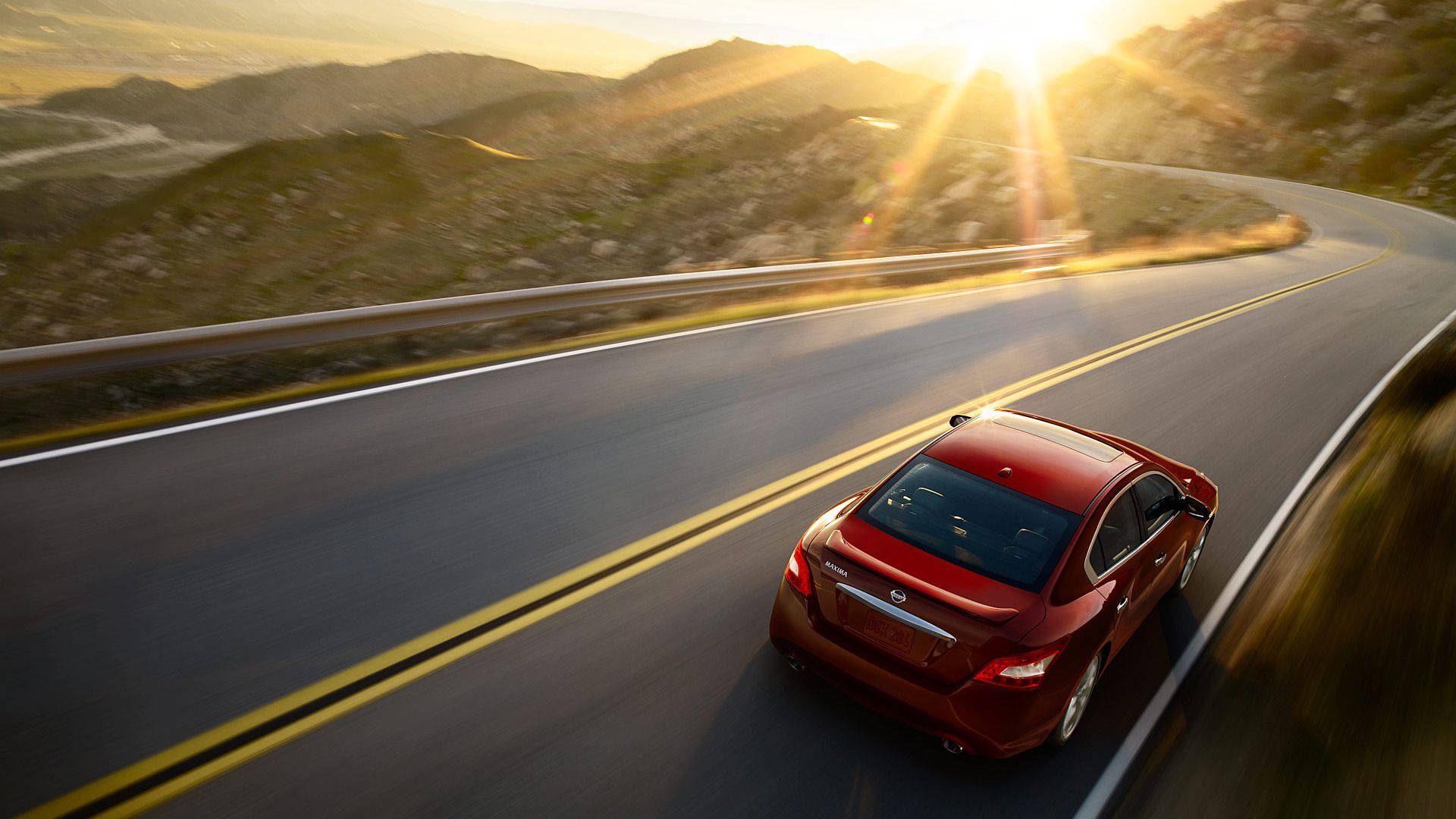 Nissan Altima, red, sedan, Full HD Desktop Wallpaper