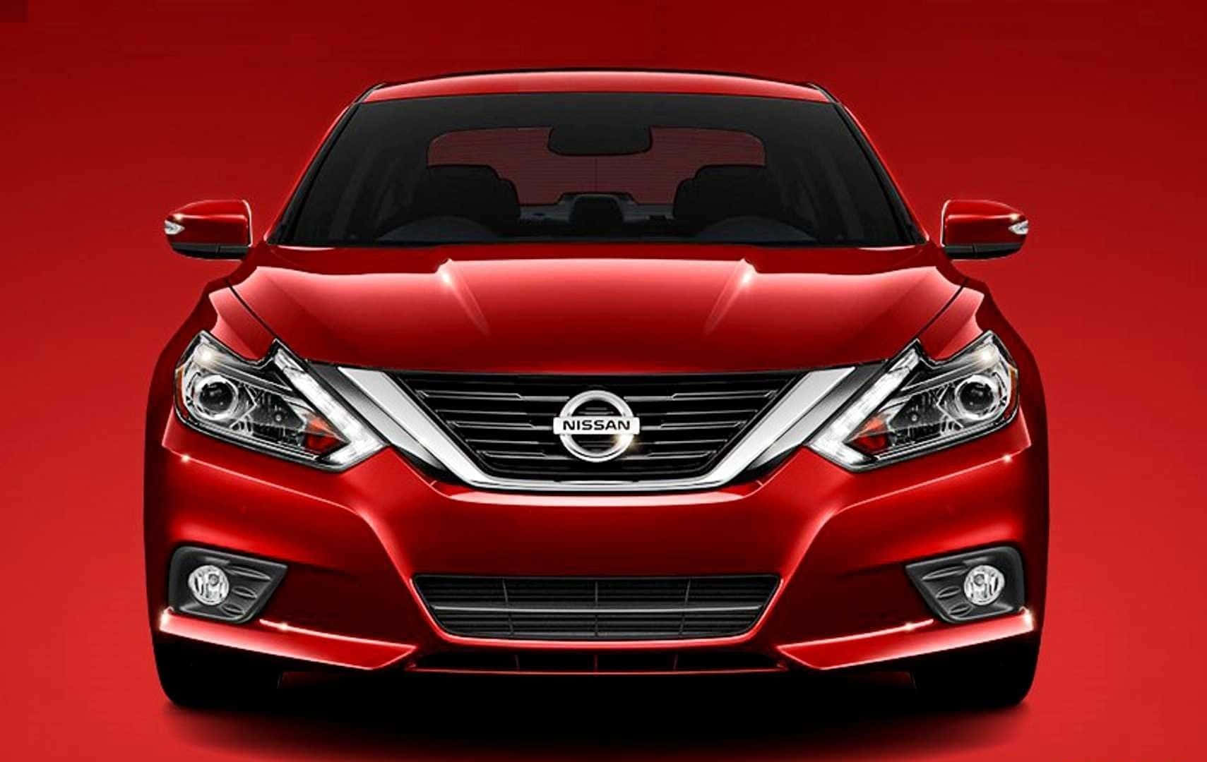 Nissan Altima, glossy red, sedan, HD Desktop Wallpaper