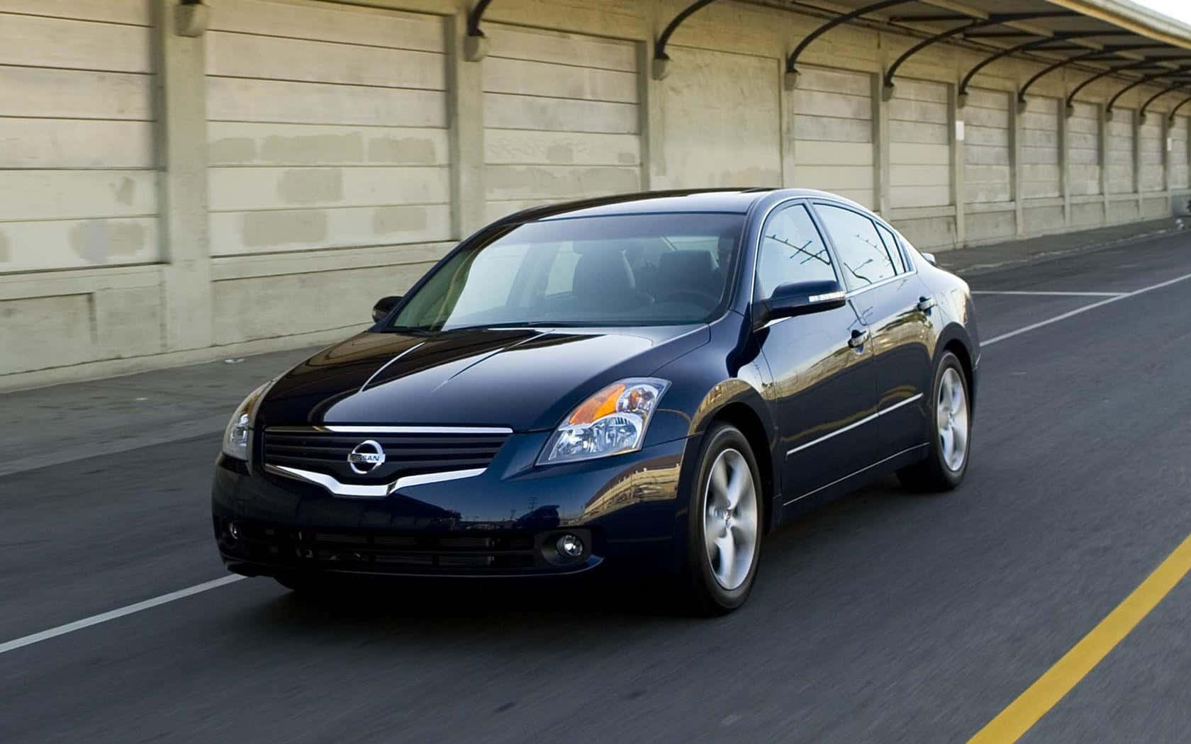 Nissan Altima, black, concrete overpass, HD Desktop Wallpaper