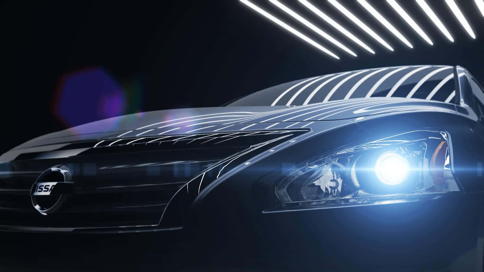 Nissan Altima, black, headlight on, HD Desktop Wallpaper