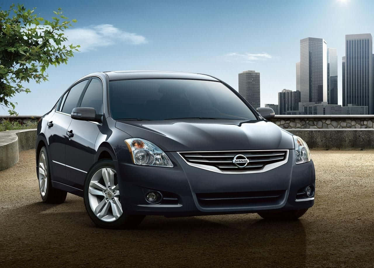 Nissan Altima, dark blue, sunlit overlook, HD Desktop Wallpaper