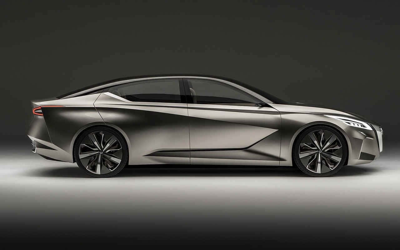 Nissan Altima, silver, futuristic sedan, HD Desktop Wallpaper