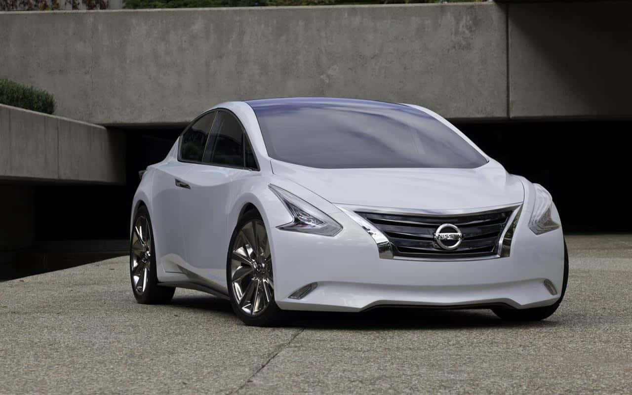 Nissan Altima, white, sharp headlights, HD Desktop Wallpaper