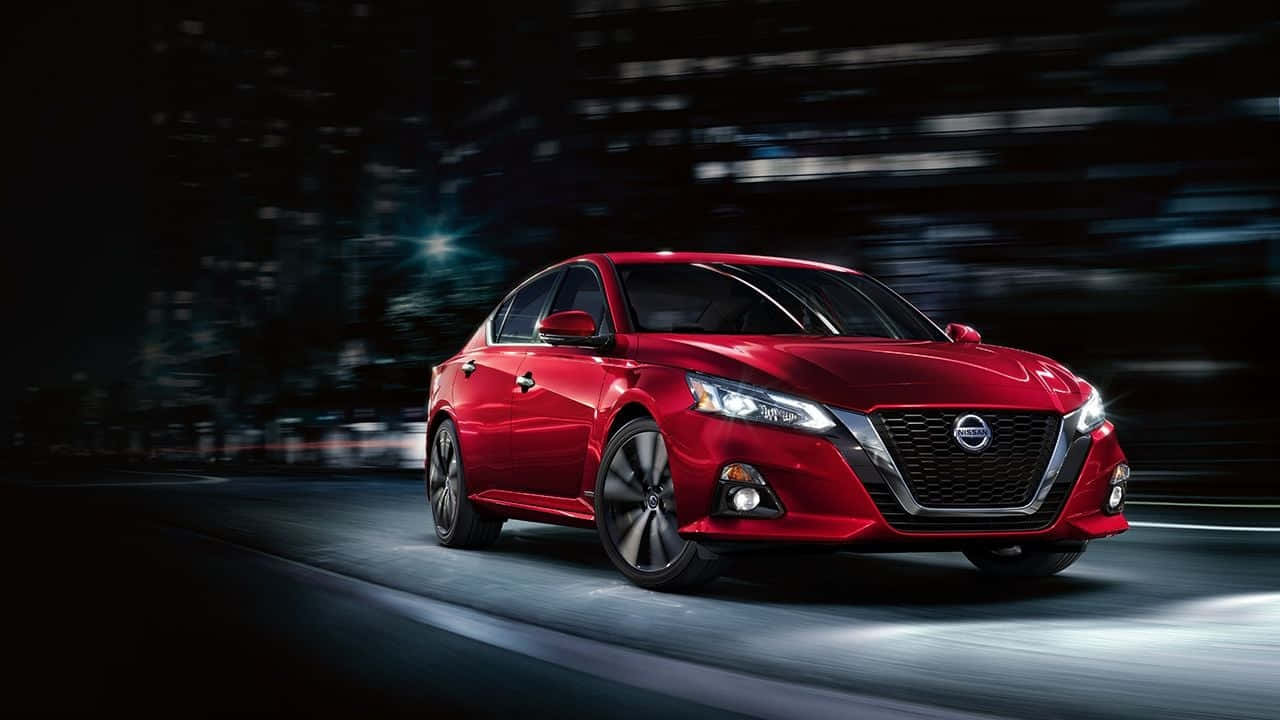 Nissan Altima, red, sedan, HD Desktop Wallpaper