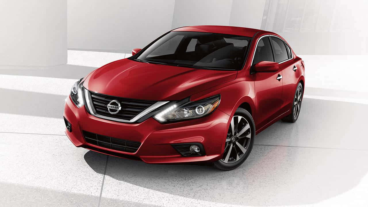 Nissan Altima, glossy red, studio lights, HD Desktop Wallpaper
