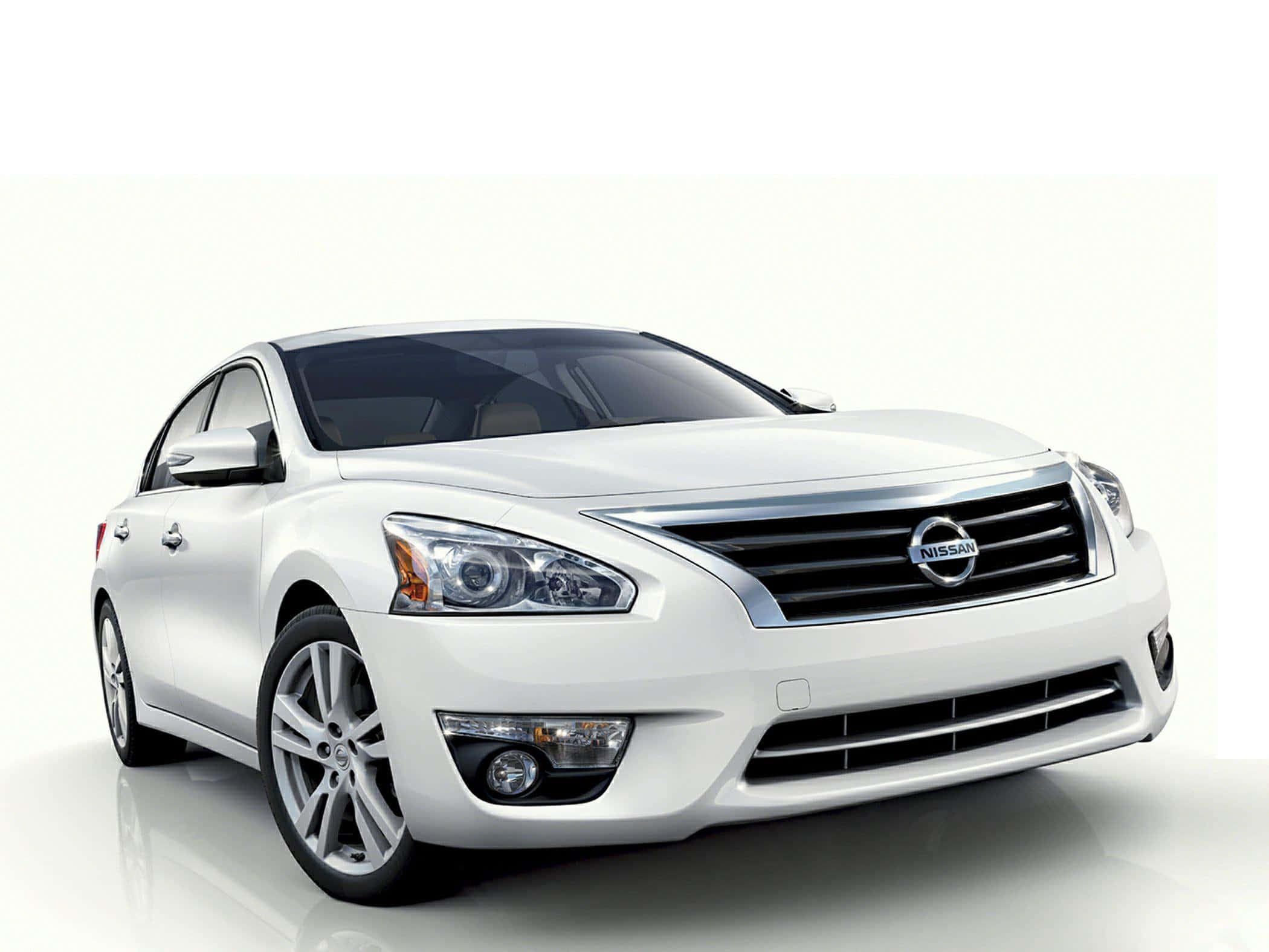 Nissan Altima, white, studio lights, Full HD Desktop Wallpaper