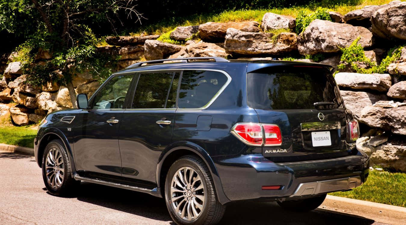 Nissan Armada, sleek black, paved road, HD Desktop Wallpaper