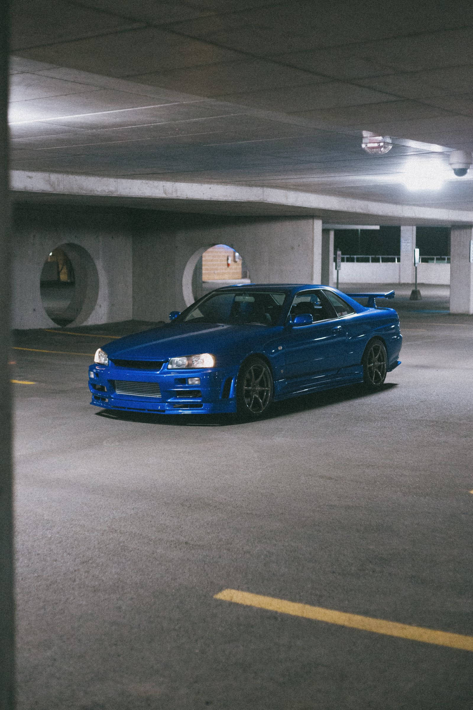 Nissan GT R, blue, fluorescent lights, Full HD Phone Wallpaper