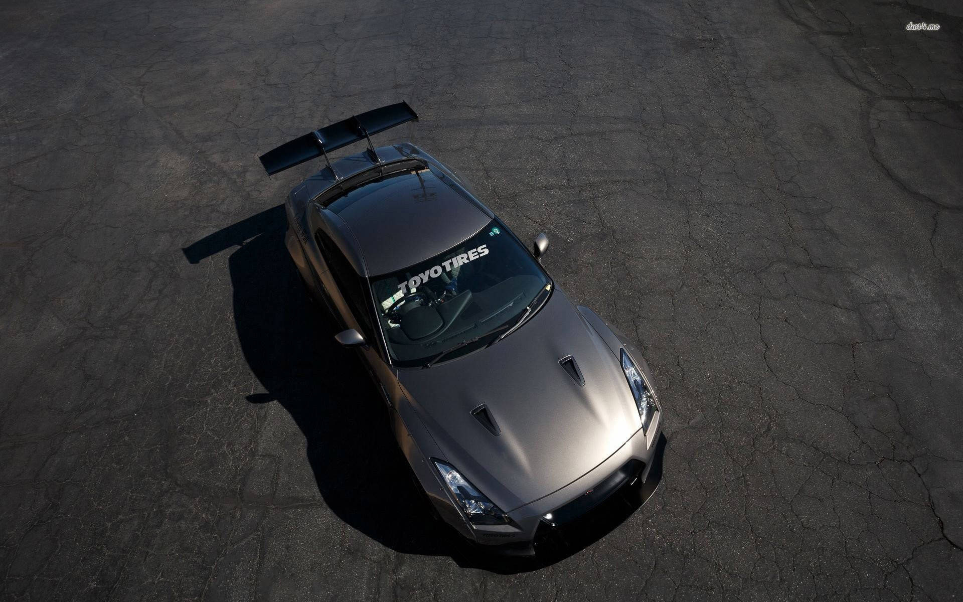 Nissan Gt R 35, matte gray, large rear wing, Full HD Desktop Wallpaper