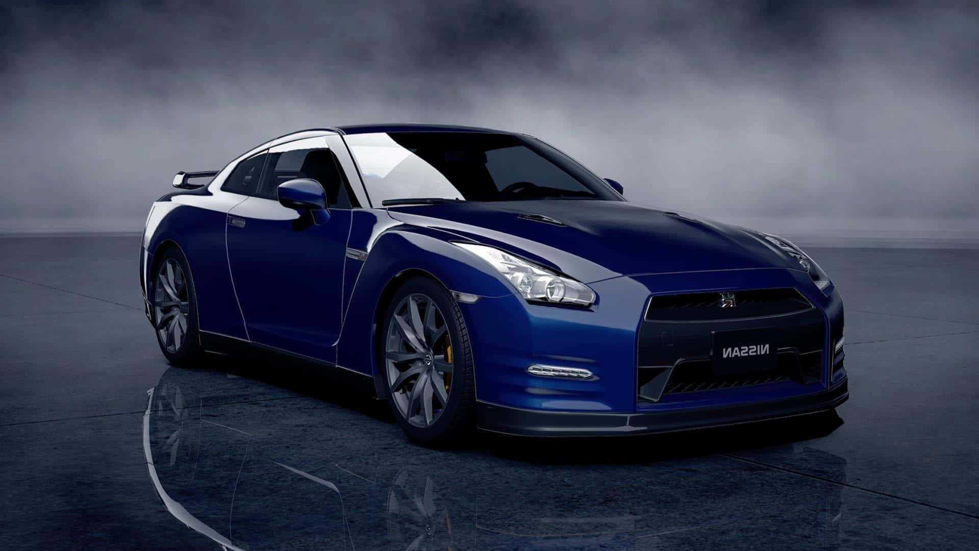 Nissan GT-R, Elegant Blue, studio lighting, Full HD Desktop Wallpaper